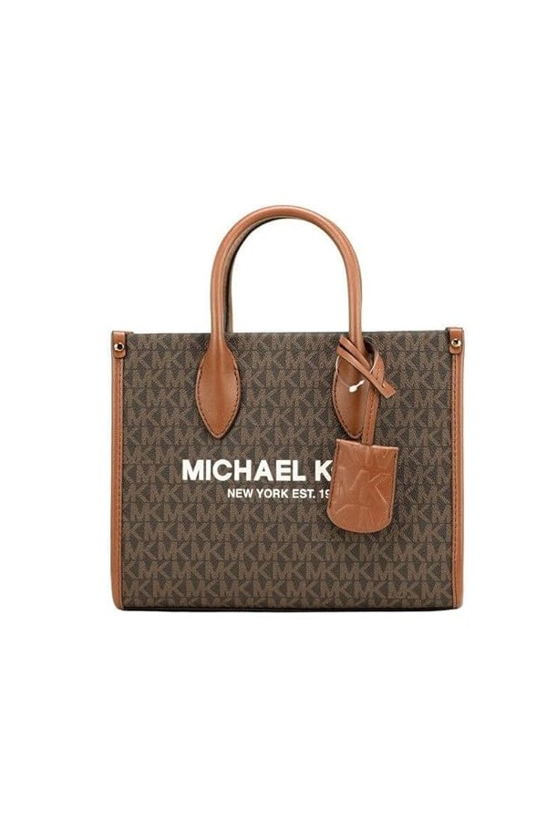 Michael Kors Mirella Logo Tote Sac à bandoulière Taille S, Signature marron, Small