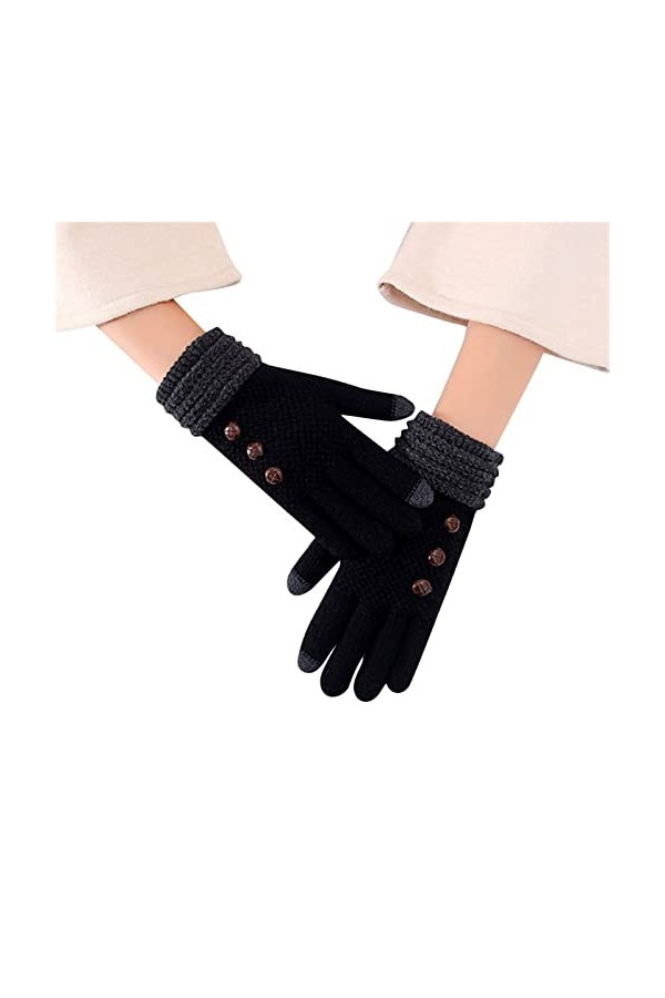 Gants sans doigts pour femme - Noir - Pour cosplay - Manches douces et chaudes - Pour lhiver - Chauffe-mains pour femme, Noi