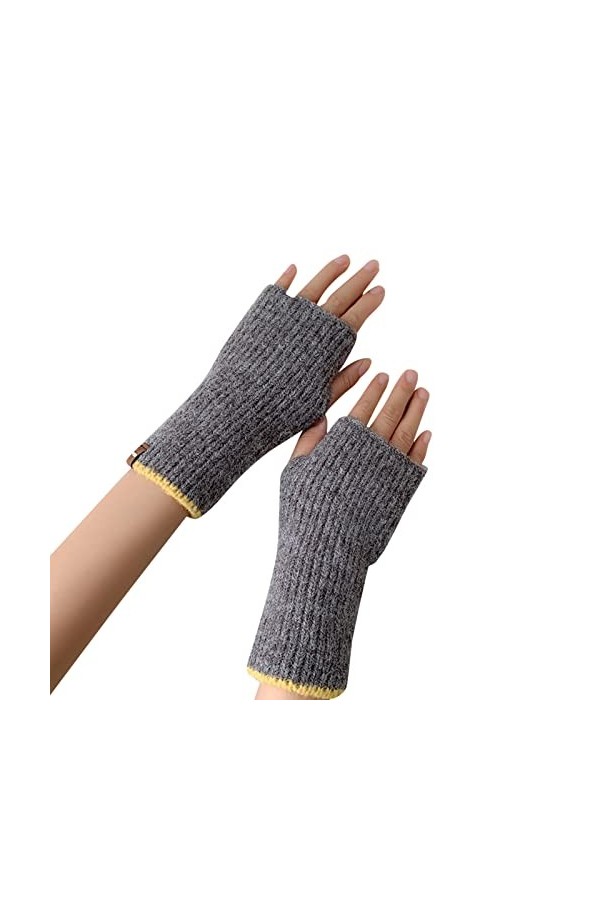 liangp Mitaines pour femme - Noir - Mitaines dhiver tricotées - Manchettes extensibles en tricot - Gants dhiver chauds - Po