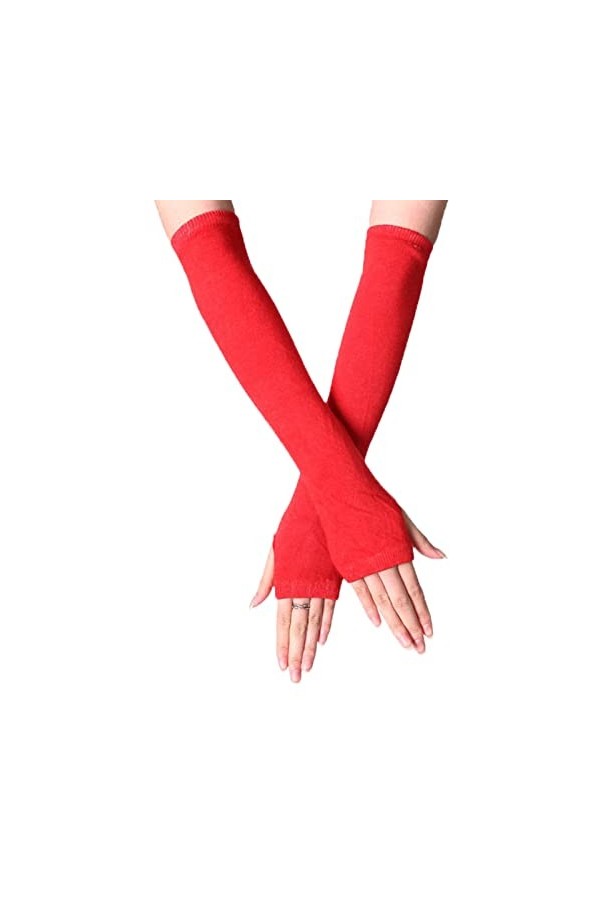 B-HOT Mitaine Longue en Tricot Gants sans Doigts à Rayure pour Femme Homme Elastique Chauffe-Bras Manchette pour Fête Sport Q