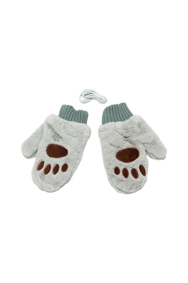 Caxndycing Gants dhiver pour femme - Moufles en peluche - Moufles dhiver mignonnes - Gants dhiver en peluche - Gants à doi