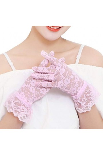 YO-HAPPY Moufles de Mariage, New Party Sexy Dressy Gants Femmes Gants en Dentelle de Haute qualité Paragraphe Gants de Mariag