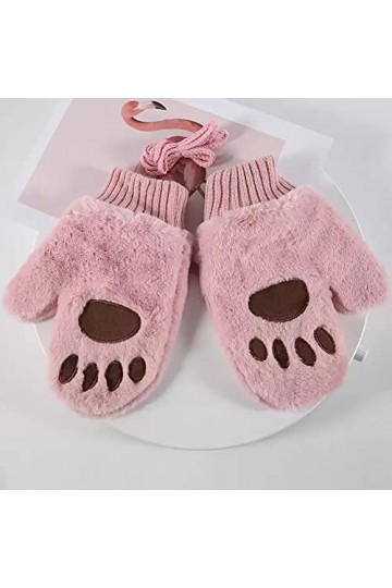 URFEDA Gants dhiver pour Femmes, Gants à Écran Tactile, Moufles Mignons et Chauds Gants en Peluche Confortables, Anti Froid 