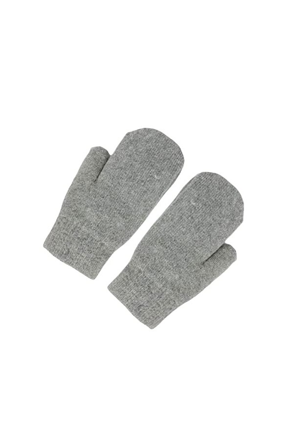 1 paire de gants dhiver résistants au froid double couche en fausse fourrure de lapin tricotée moufles pour fille Noir