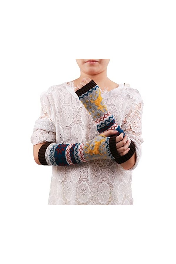 Tricoté sans doigts pour femme noir vêtements accessoires hiver gants tricotés hiver chauds femmes sans doigts Kawaii longueu