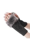 Mitaines Tricotées Sans Doigts Gants Dhiver Doux Chaud Tricoté Poignet Noir Jambe Longue Jambe Chauffe-mains Gar, gris foncé