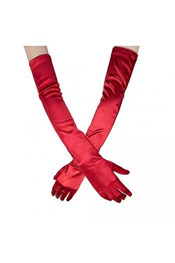 Robe longue sexy pour femme - Pour costumade - Pour adulte - Gants - Gants - Gants - Moufles - Rouge - Taille unique