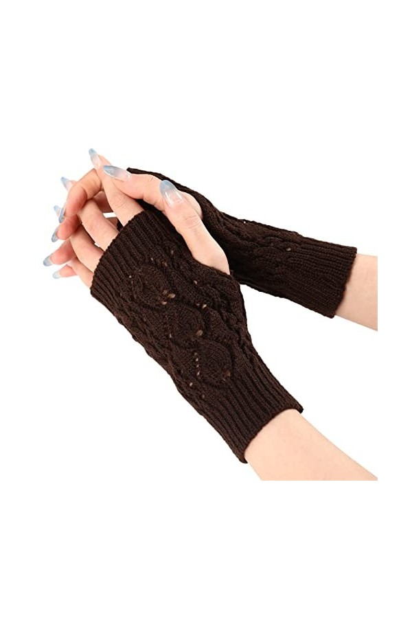 NIUREDLTD Gants dhiver tricotés sans doigts pour cosplay - Manches pour femmes - Chauffe-mains chauds - Mitaines - Manchette