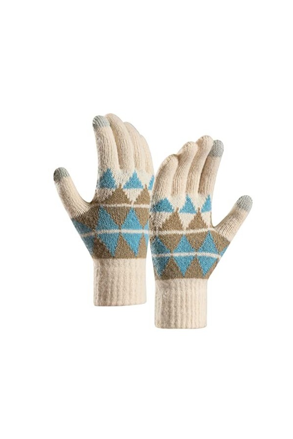 CIVMO Gants dhiver chauds en tricot pour femmes avec poignets élastiques, gants dhiver pour hommes et femmes, moufles isolé