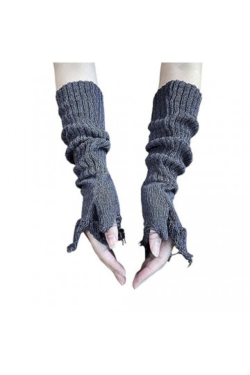 Gefomuofe Mitaines classiques en tricot pour femme - Mitaines dhiver en tricot - Mitaines longues chauffe-mains avec trou po