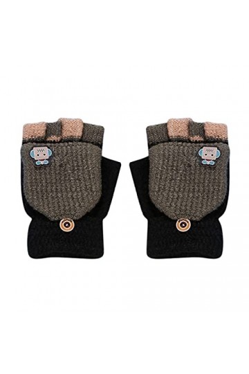 Dapei Gants imprimés chats pour enfants - Mode créative - Ceinture de téléphone portable - Gants tricotés épais et chauds pou