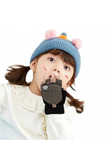 Dapei Gants imprimés chats pour enfants - Mode créative - Ceinture de téléphone portable - Gants tricotés épais et chauds pou