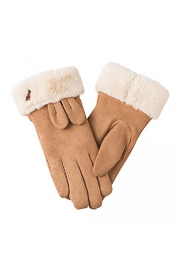 Gants Femme Hiver Chaud en Molleton Oreilles de Lapin Moufle Adulte Anti-Vent Mitaines Doublé Chaude et Epaisse Gant Broderie