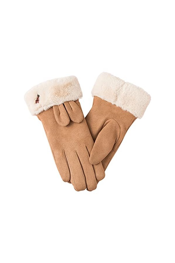 Gants Femme Hiver Chaud en Molleton Oreilles de Lapin Moufle Adulte Anti-Vent Mitaines Doublé Chaude et Epaisse Gant Broderie
