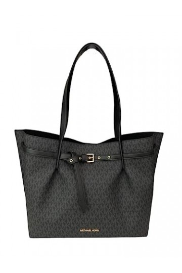 Michael Kors Emilia Grand sac fourre-tout en cuir, Signature noire