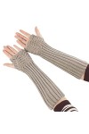 Gants tricotés au poignet sans doigts - Accessoires de cosplay - Manchettes extensibles en tricot - Noir - Manches longues - 