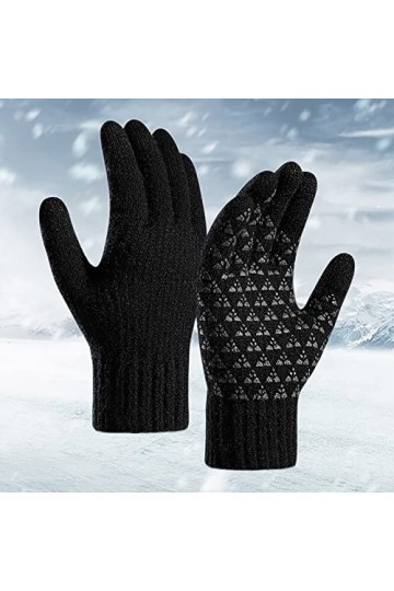 TDEOK E Girl Vêtements Bijoux Gants de Vélo Tricotés Renforcés en Laine Mitaines Moufles Pliables Noir, M 