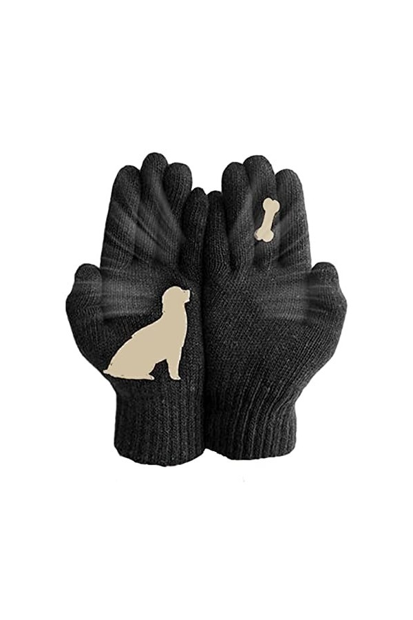 LINGJIONG Gants dhiver pour femme - Gants confortables, épais et chauds pour hommes et femmes - Moufles élastiques et douces