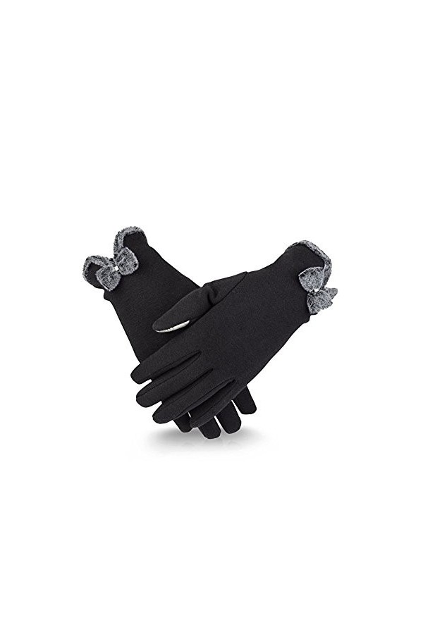 LA HAUTE Gants dhiver chauds pour femme avec nœud papillon pour écran tactile - Moufles épaisses et coupe-vent, Rouge, taill