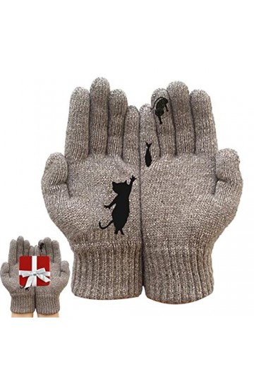 a-r Gants dhiver | Gants tricotés chauds pour femme | Moufles chauffe-mains mignonnes coupe-vent pour sports de plein air