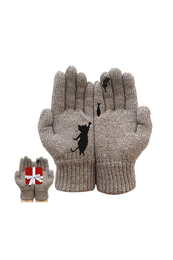 a-r Gants dhiver | Gants tricotés chauds pour femme | Moufles chauffe-mains mignonnes coupe-vent pour sports de plein air