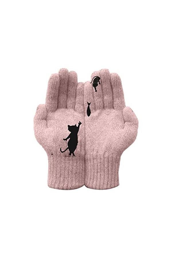 a-r Gants dhiver | Gants tricotés chauds pour femme | Moufles chauffe-mains mignonnes coupe-vent pour sports de plein air