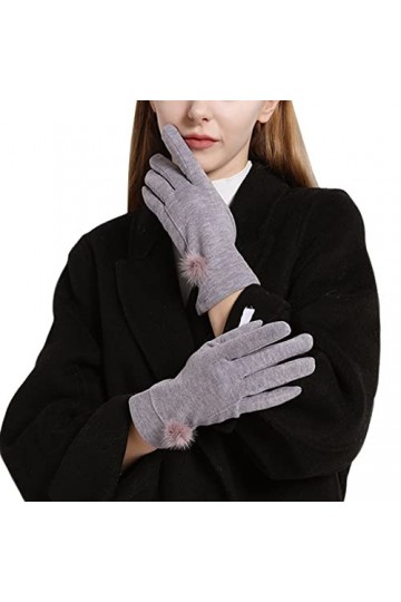 Gant Femme Hiver Chaud Pompon Moufle Adulte Polaire Anti-Vent Mitaines à Écran Tactile Chaude et Epaisse Gant Élégant Moufle 