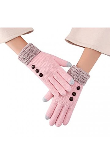Gants dhiver pour femme - Moufles extensibles - Gants tricotés chauds - Coupe-vent - Gants de ski chauds et confortables - G
