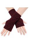 BLURBE Gants Sans Doigts Femme - Mitaine Femmes Chaudes Gants dHiver Demi Gants Sans Doigts Tricot avec Trou de Pouce Classi