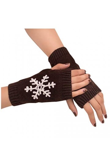 Gants thermiques dhiver pour femme et fille - Manches en tricot - Sans doigts - Garde au chaud - Moufles douces et chaudes