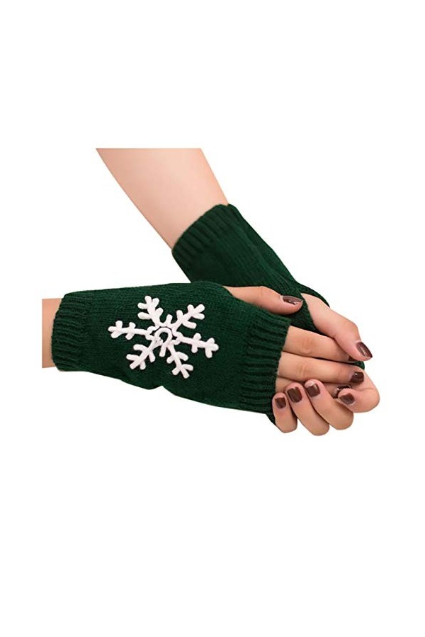 Gants thermiques dhiver pour femme et fille - Manches en tricot - Sans doigts - Garde au chaud - Moufles douces et chaudes