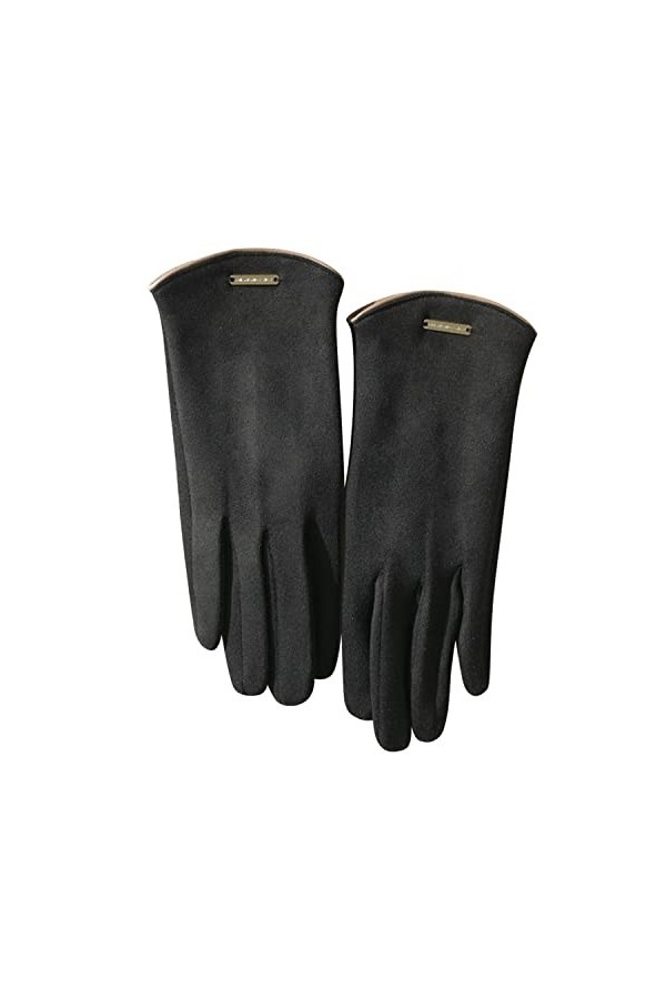 Gants dhiver pour femme - Pour écran tactile - En daim synthétique - Poignets élastiques - Coupe-vent, camel, taille unique