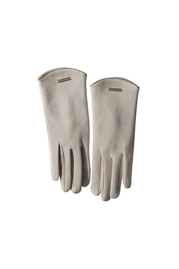 Gants dhiver pour femme - Pour écran tactile - En daim synthétique - Poignets élastiques - Coupe-vent, camel, taille unique