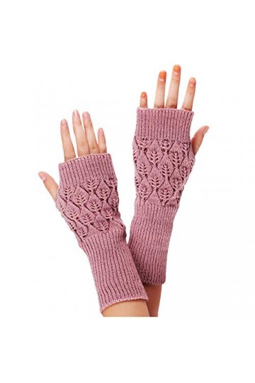 Mitaines dhiver chaudes pour femme - Mitaines tricotées - Gants doux pour femme, rose vif, taille unique