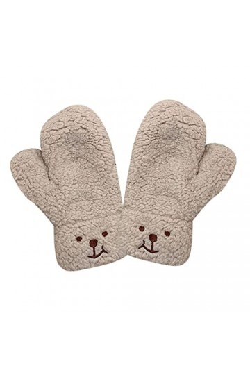 Gants dhiver pour temps froid, ours 3D, double couche, moufles pour femme, mitaines tressées, épaisses et thermiques, en pel