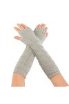 Gants dhiver en coton pour femme - Gants longs tricotés - Moufles