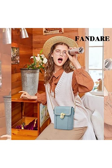 FANDARE Rétro Sac à bandoulière Femme Sac a Main en PU Cuir Sacs Portés épaule Sac à chaîne Sacoche Messenger Téléphone Besac