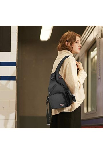 FANDARE Petit sac à bandoulière pour femme avec trou pour écouteurs,Sac à dos à bandoulière pour fille,Sac de poitrine multif