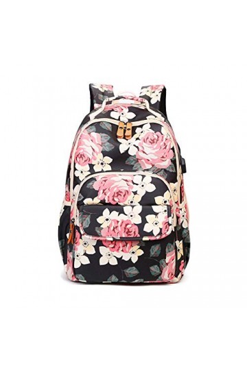 FANDARE Femme Sac à Dos Fille Cartable Sacs à Dos décontractés avec Port de Chargement USB Sac décole Universitaire Sac à Do