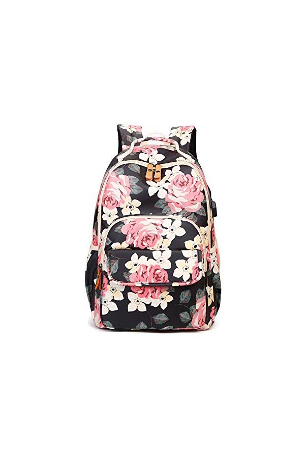 FANDARE Femme Sac à Dos Fille Cartable Sacs à Dos décontractés avec Port de Chargement USB Sac décole Universitaire Sac à Do
