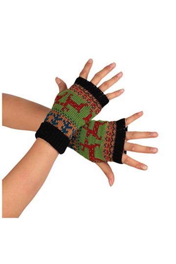 Gants de cyclisme dhiver pour femme et fille - Manches en tricot sans doigts - Garde au chaud - Moufles douces et chaudes