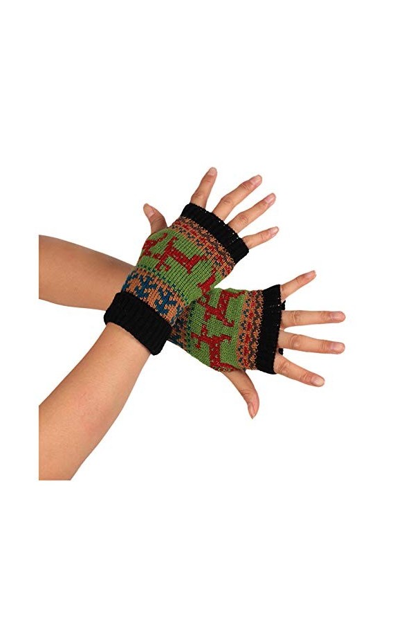 Gants de cyclisme dhiver pour femme et fille - Manches en tricot sans doigts - Garde au chaud - Moufles douces et chaudes