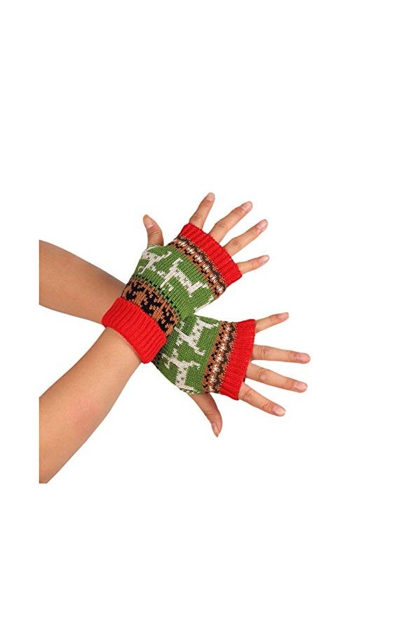 Gants de cyclisme dhiver pour femme et fille - Manches en tricot sans doigts - Garde au chaud - Moufles douces et chaudes