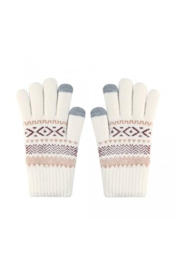 Gants mitaines dhiver pour homme et femme en jacquard tricoté avec doigts fendus - Bordure épaisse - Gants chauds pour léqu