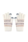 Gants mitaines dhiver pour homme et femme en jacquard tricoté avec doigts fendus - Bordure épaisse - Gants chauds pour léqu