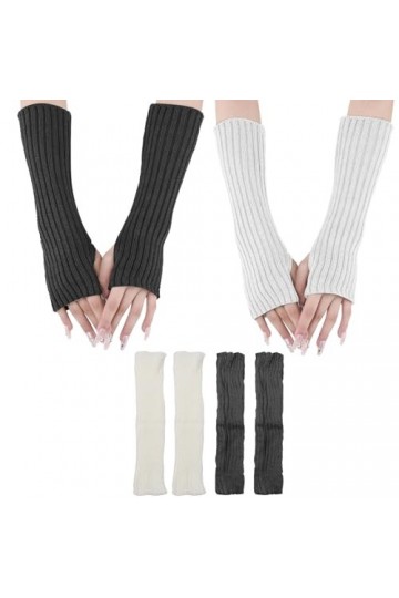 Scettar Gants en Tricoté Arm, Gants Longs sans Doigts Tricotés, Gants dhiver tricotés pour Femme, Thermique dHiver Sans Doi