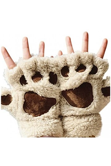 Gants Polaire Femme De Griffe De Chat Gants Patte De Chat Mitaines En Fausse Fourrure Mitaines Hiver Chaud Demi-doigt Gants M