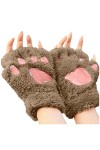 Gants Polaire Femme De Griffe De Chat Gants Patte De Chat Mitaines En Fausse Fourrure Mitaines Hiver Chaud Demi-doigt Gants M