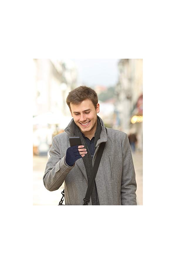 2 Paires Gants Demi-Doigts Gants sans Doigts Chauds Unisexes dHiver pour Hommes Femmes Noir, Gris 