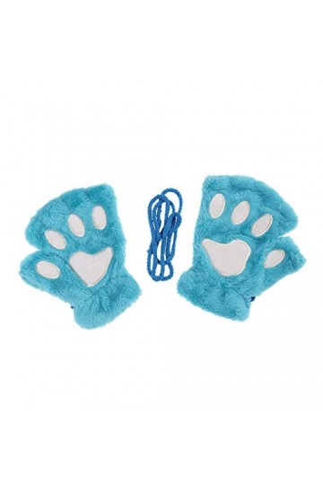 Sevenfly 1 paire de gants de patte de chat pour femme hiver en peluche fausse fourrure mitaines de chat mignon sans doigts b